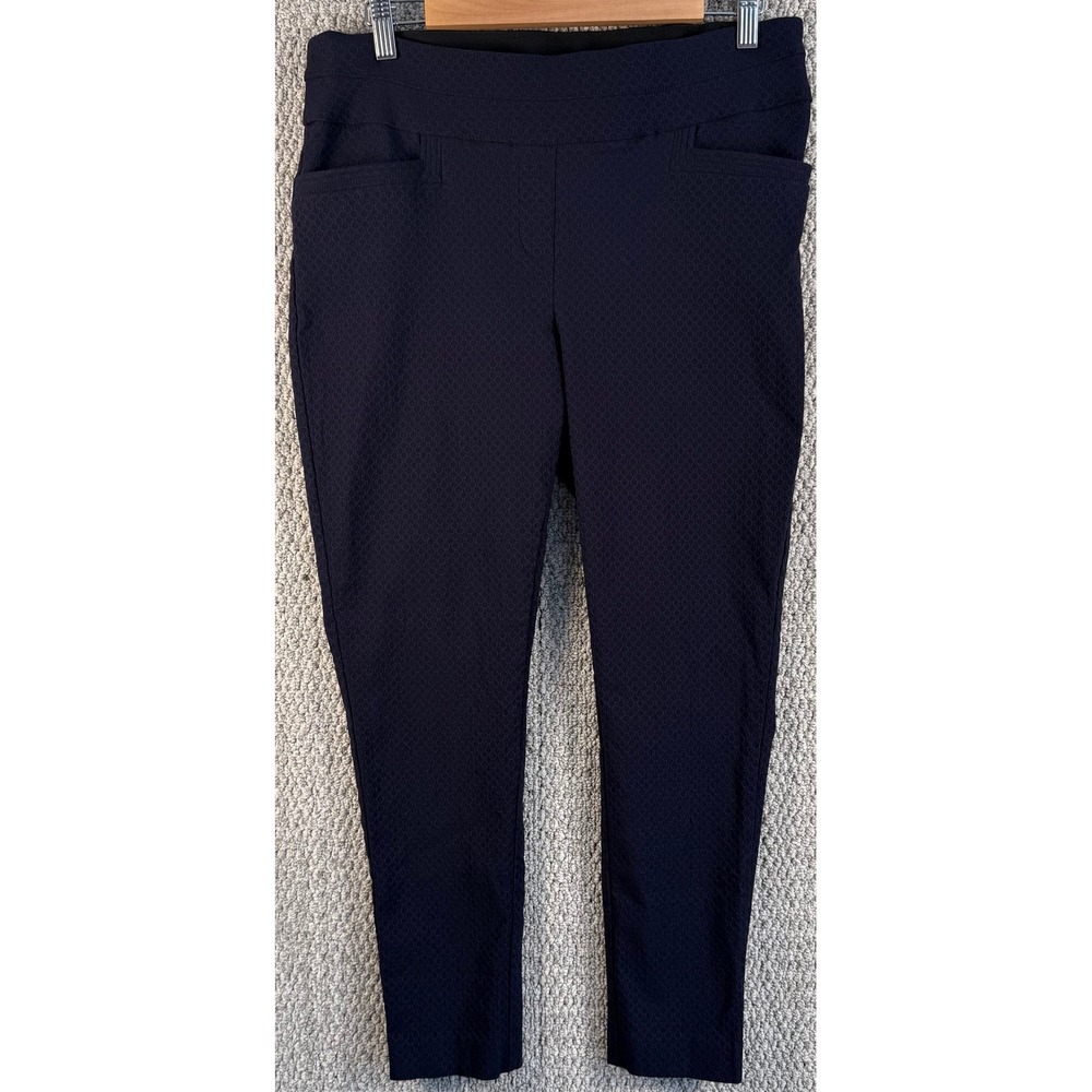 Maurices Dress Pants 16 Reg Navy Blue Textured Slim Leg Stretch Pull On Workwear